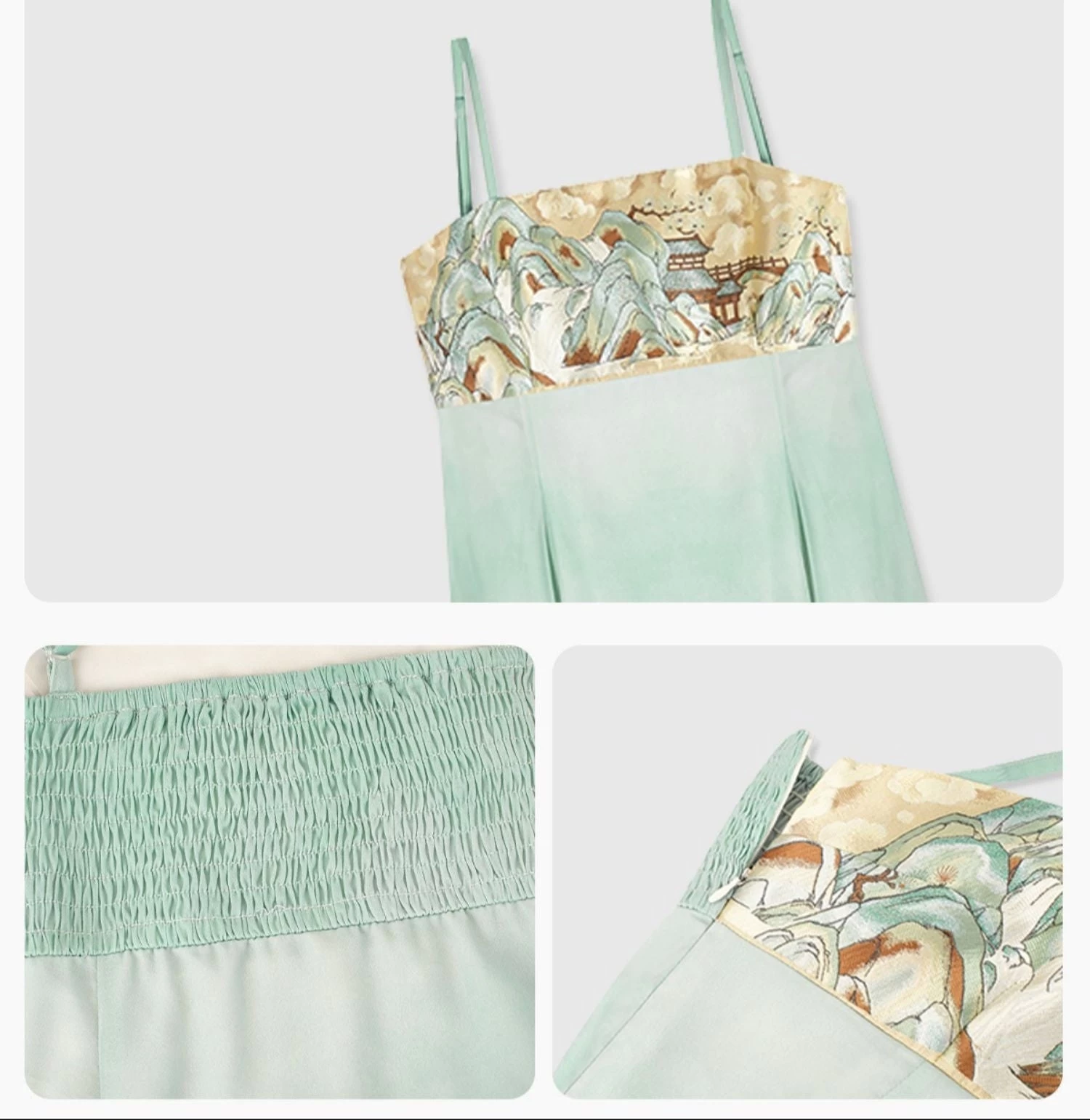 Women Modern Hanfu 2-Piece Set Qing Shan Print | HANFUBAO