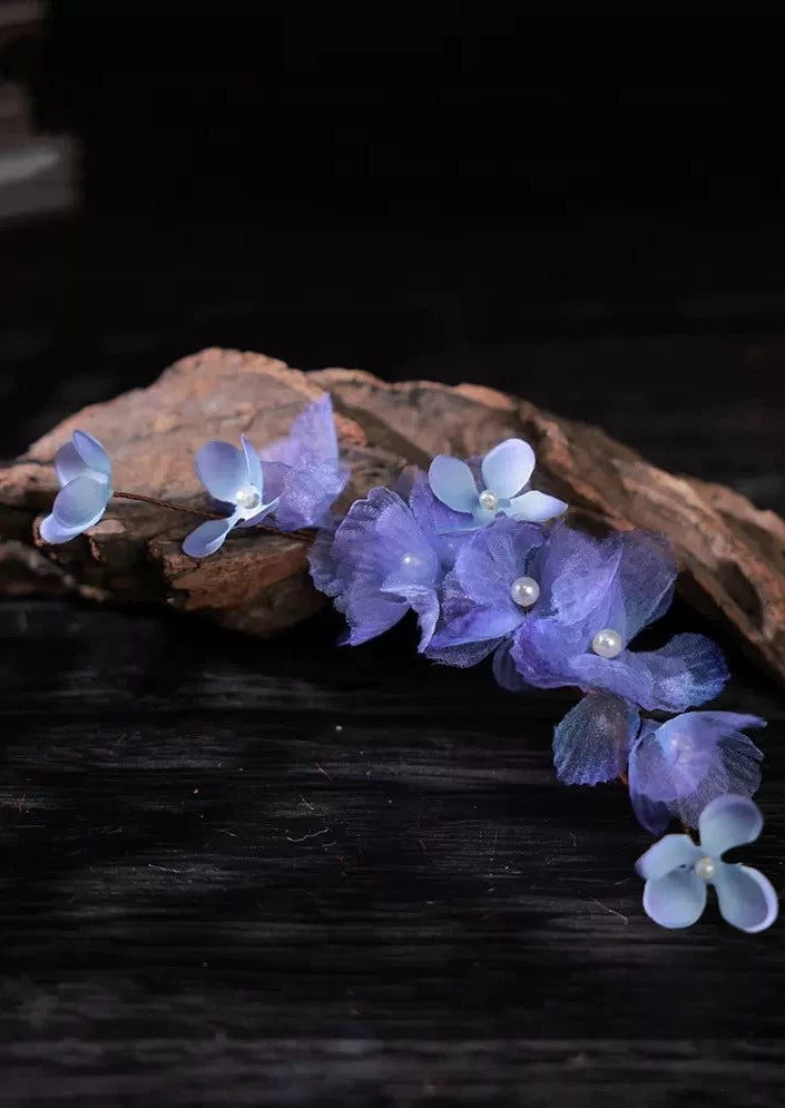 Women's Iris Flower Yarn Hair Pieces for Hanfu Daily Styling | HANFUBAO