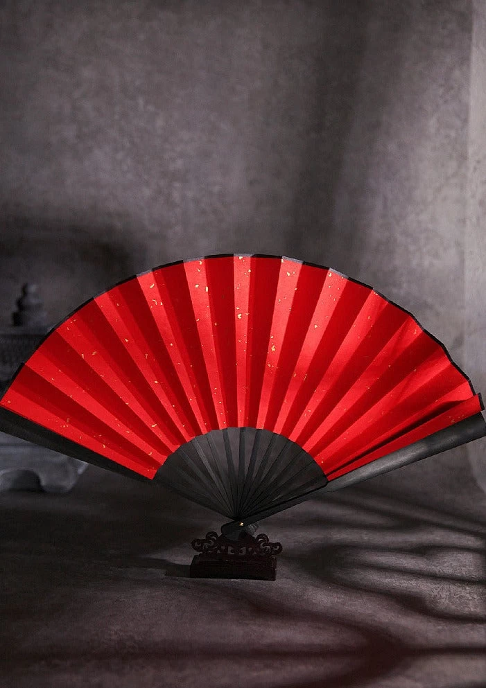 Chinese Paper Folding Hand Fan Scattering Gold Pattern 33.3cm | HANFUBAO