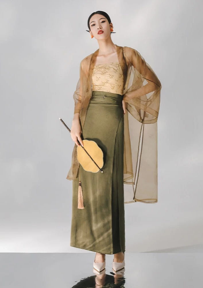 Women’s Modern 3-Piece Hanfu Set Tank Top Skirt Coverup Plus Size| HANFUBAO