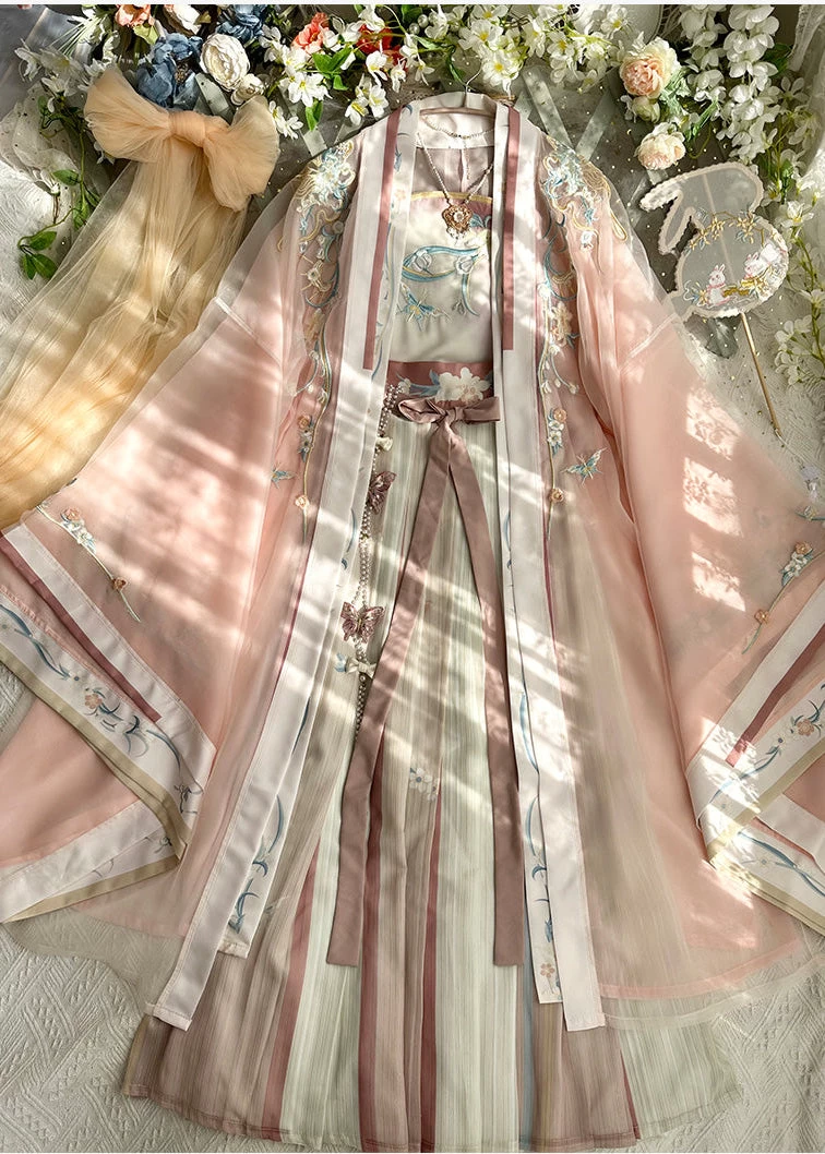 Women’s Plus Size Embroidered Chiffon 5-Piece Hanfu Set for Daily Wear | HANFUBAO