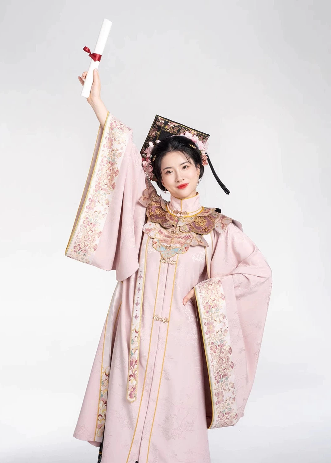 Women's Modern Hanfu Silk-Blend Graduation Set Pink Jade | HANFUBAO