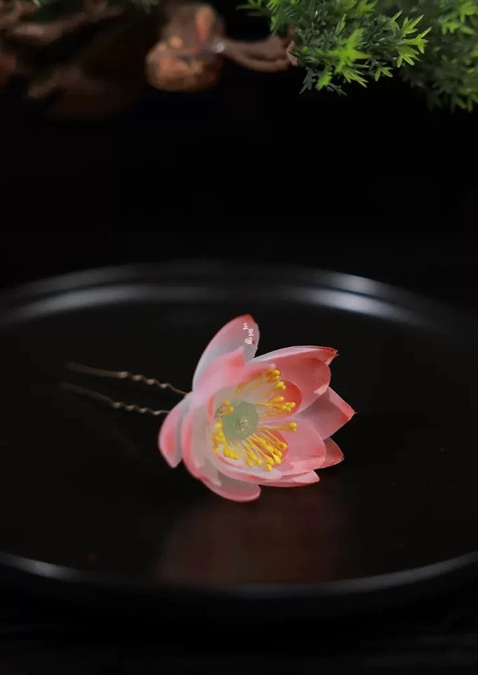Lotus Fairy Flower Yarn Hair Clips for Hanfu Styling & Daily Wear | HANFUBAO
