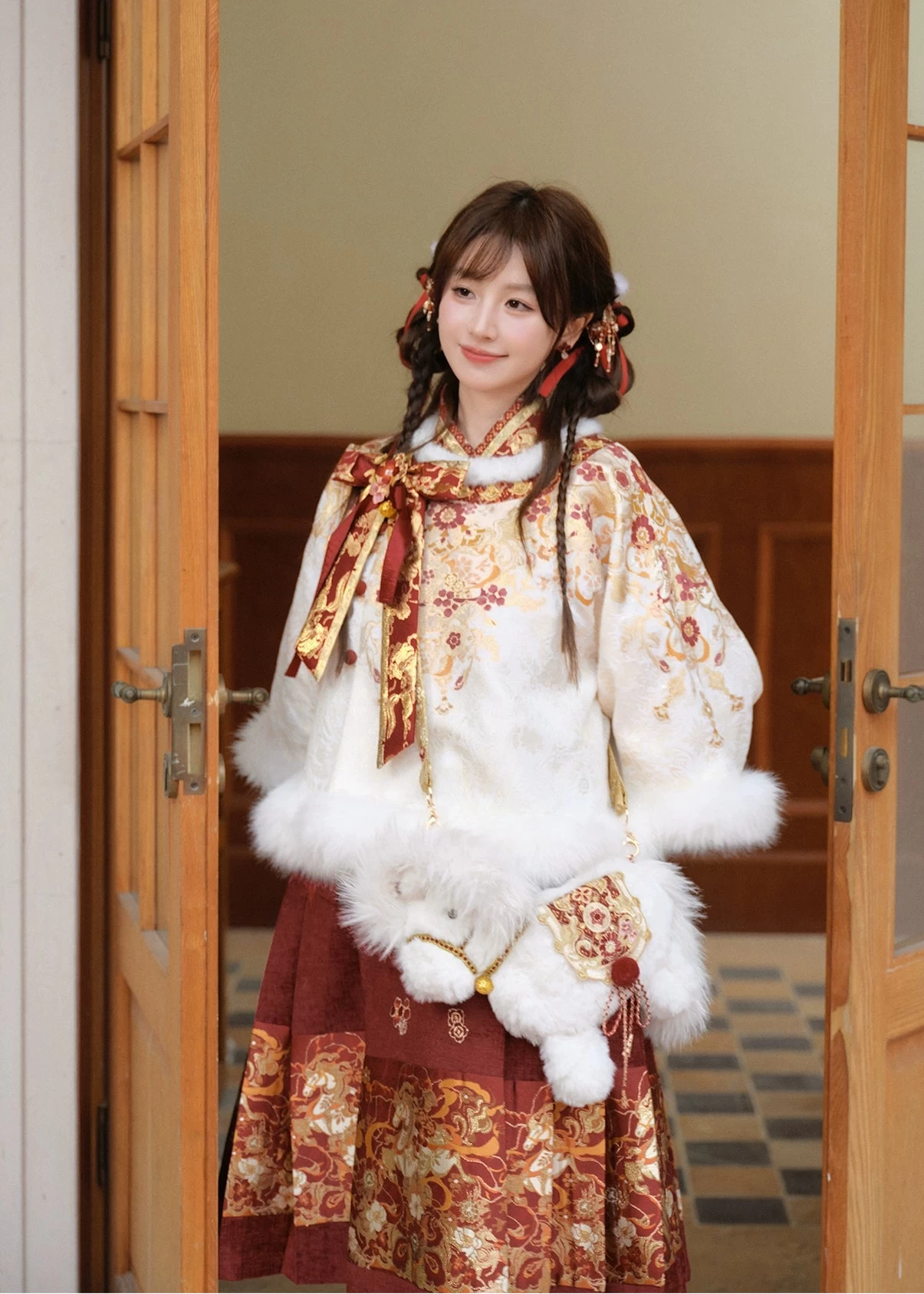 HANFUBAO | Women  3-Piece New Year Hanfu Dress Set Red Embroidery S-XL
