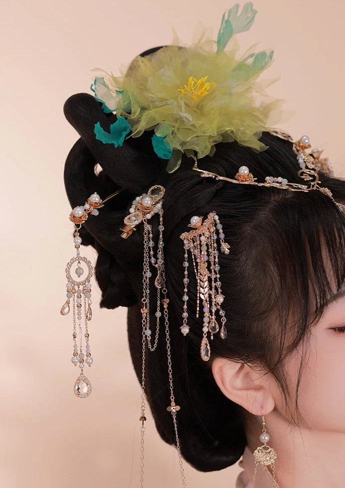 Women Hanfu Peony Flower Yarn Hair Clip 25x18cm | HANFUBAO