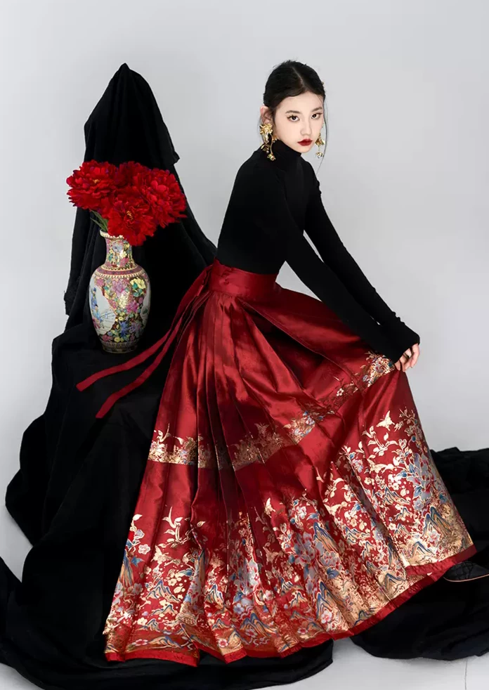 Women Modern Daily Hanfu Cotton Blend 2-Piece Mamian Skirt Set | HANFUBAO