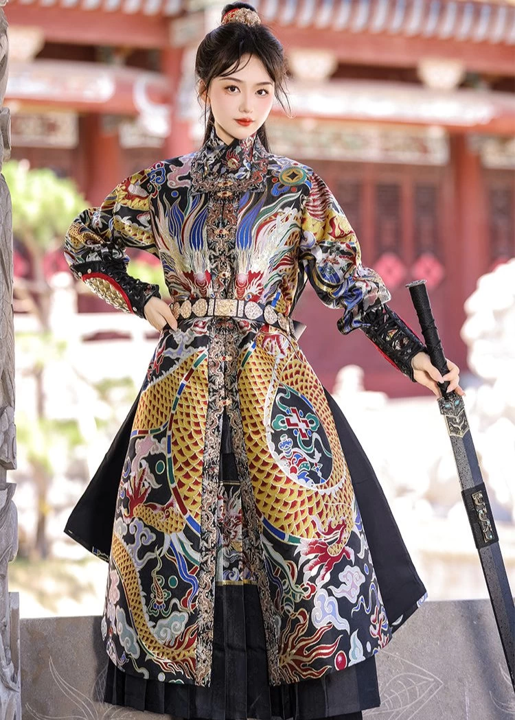 Unisex 4-Piece Embroidered Flying Fish Ming Hanfu Set for Cosplay | HANFUBAO