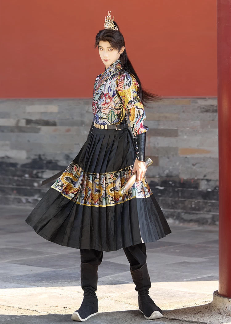 Unisex 4-Piece Embroidered Flying Fish Ming Hanfu Set for Cosplay| HANFUBAO