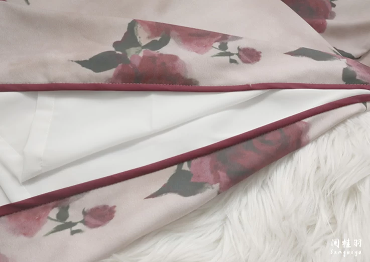 Women’s Modern Hanfu Qipao Dress for Daily Wear Acetate Satin Rose Print| HANFUBAO