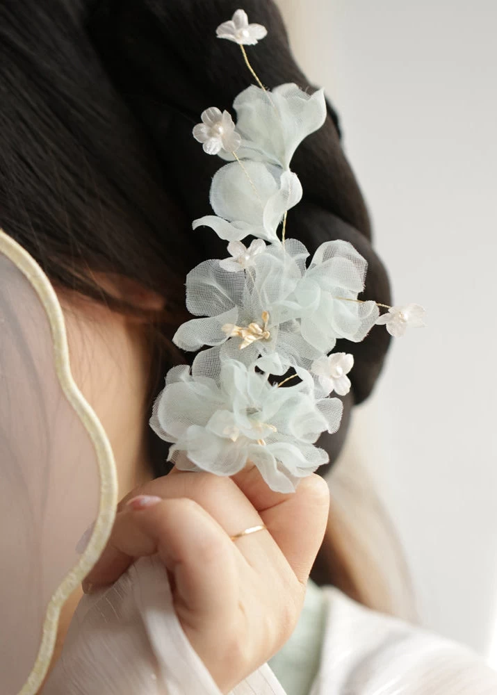 Ivory Yarn Gardenia Flower Hair Clip for Hanfu, 9cm| HANFUBAO