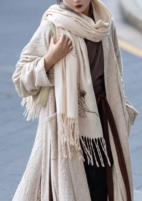 Unisex Modern Daily Hanfu Scarf 5-Color Ginkgo Print | HANFUBAO