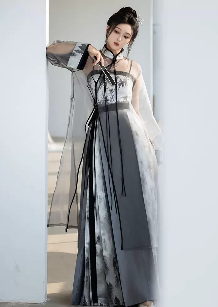 Women Modern Hanfu  Ma Mian Set Pine Ink | HANFUBAO