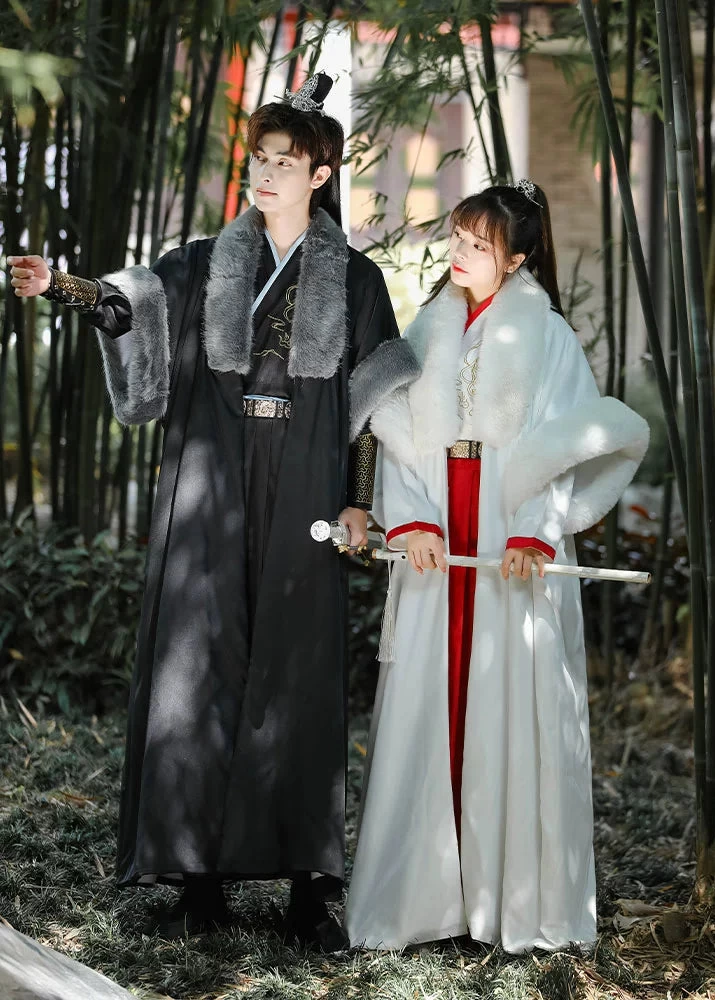 Unisex 4-Piece Daily Hanfu Set Black & White Plus Size| HANFUBAO