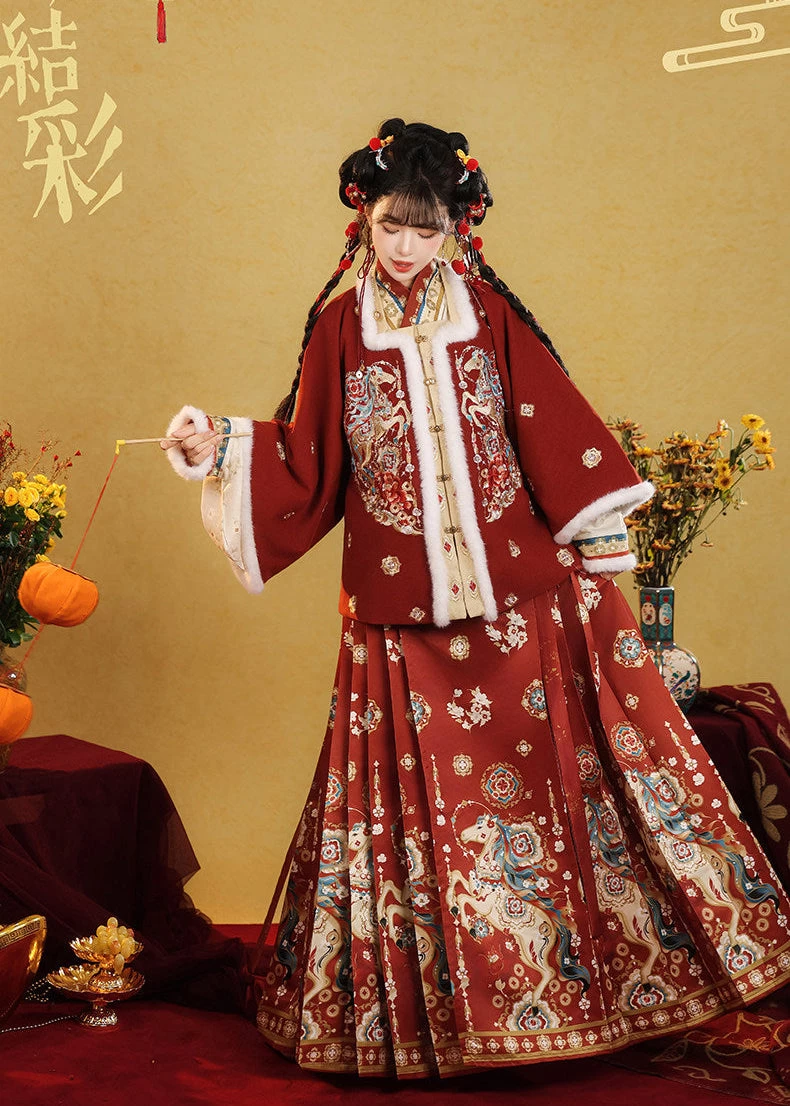 Women 3-Piece Ming Hanfu New Year Embroidered Set Plus Size| HANFUBAO