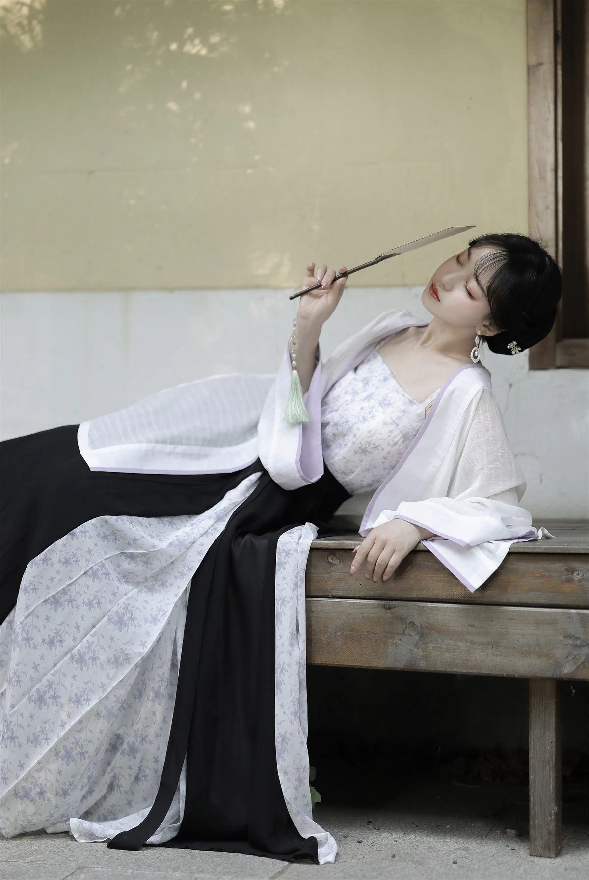 Women Daily Hanfu Set Purple Floral Skirt Coverup Tank Top| HANFUBAO