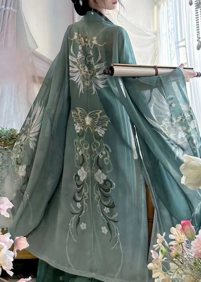 Women's Chiffon 3-Piece Daily Hanfu Set Jade Cloud Plus Size | HANFUBAO