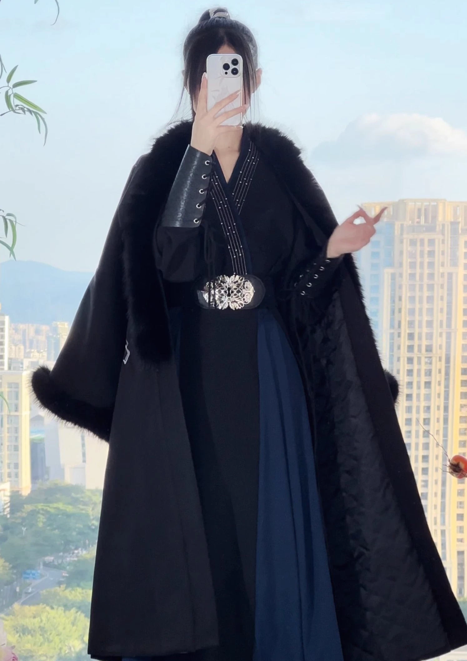 Unisex 6-Piece Winter Couple Hanfu Bamboo Embroidery Polyester| HANFUBAO