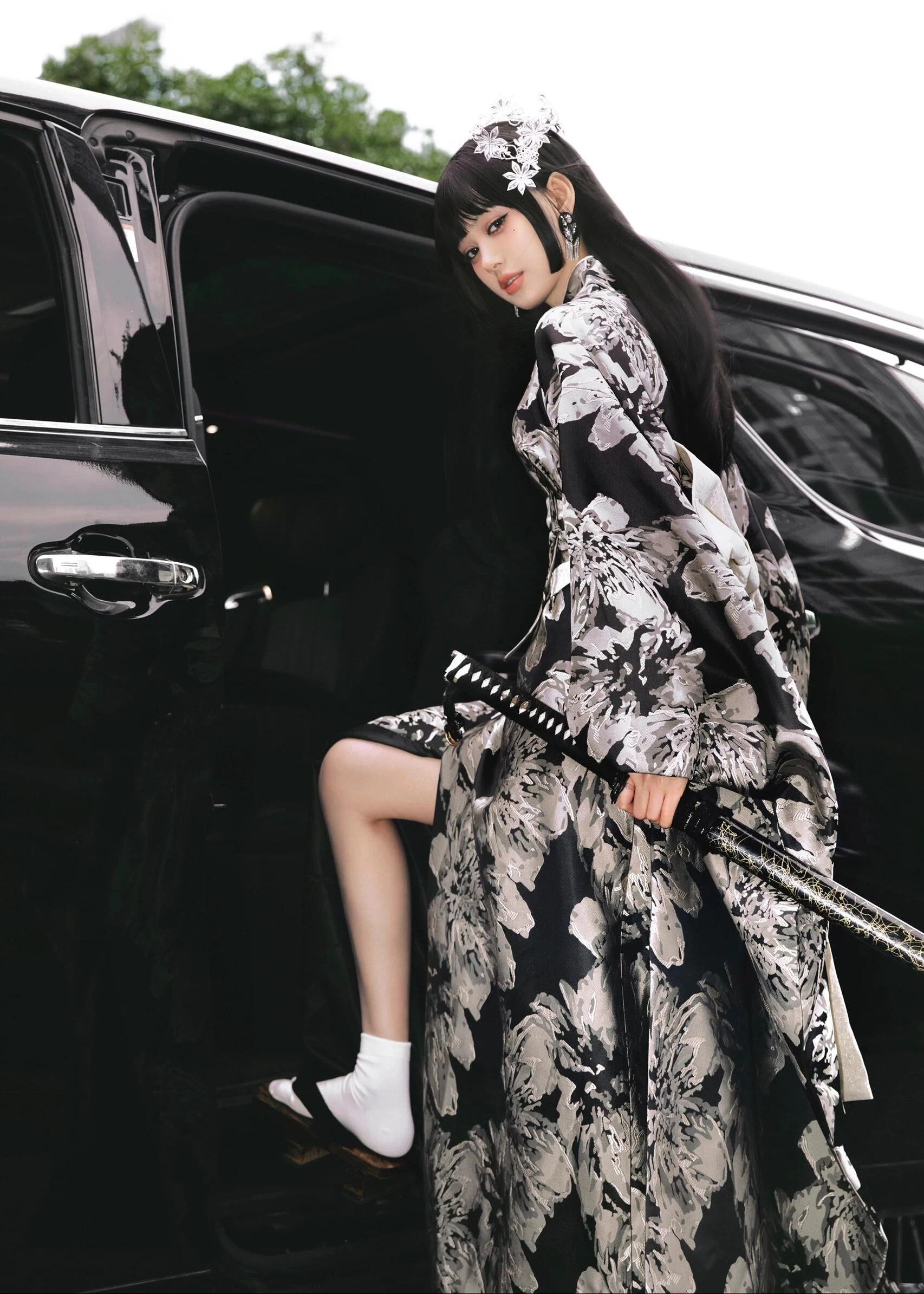 Women Modern Hanfu 2-Piece Kimono Robe Set Nightfall| HANFUBAO