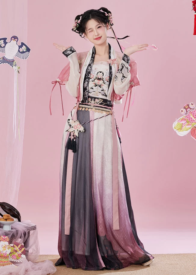 Women’s 4-Piece Daily Hanfu Set,  Skirt Outfit| HANFUBAO