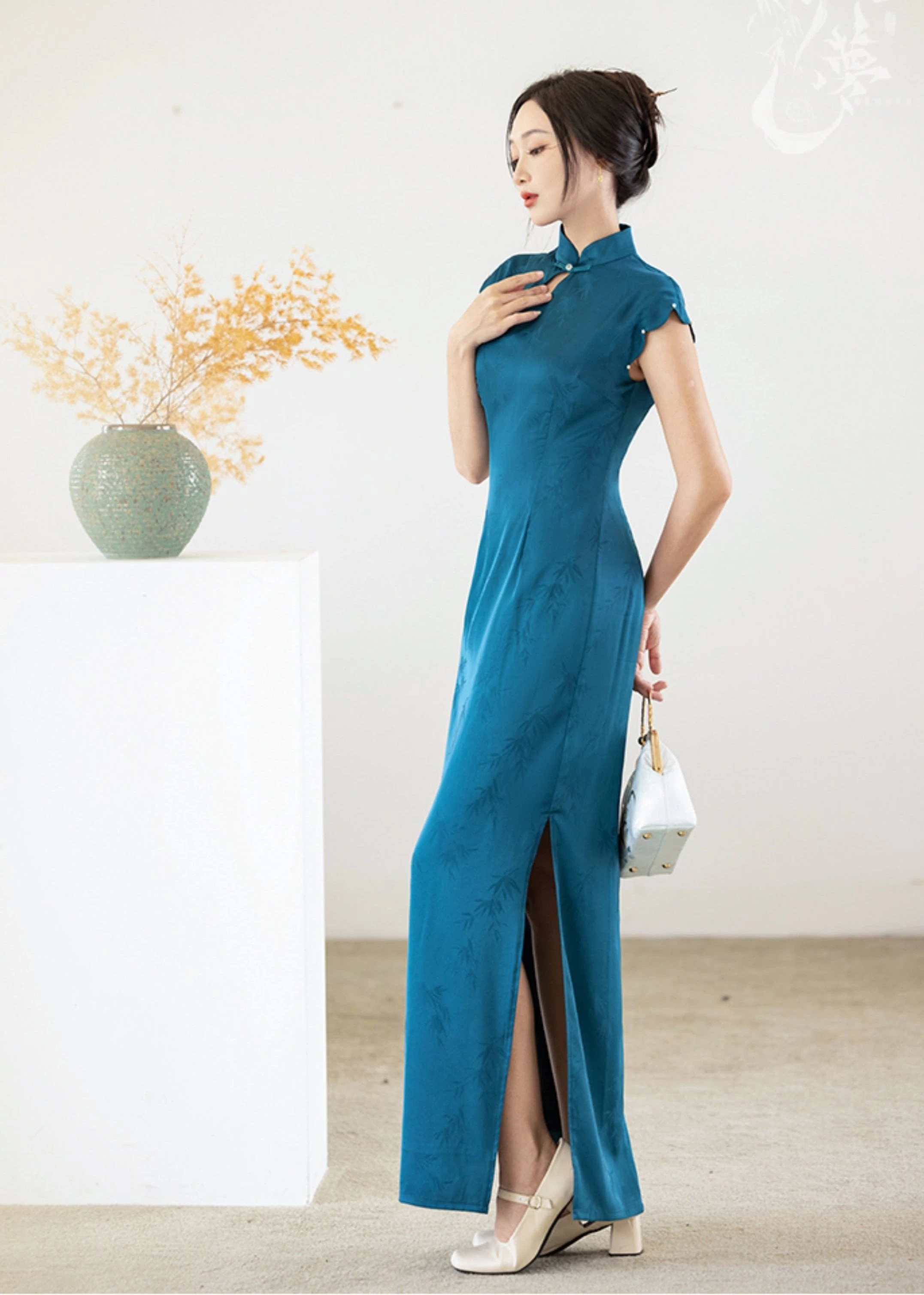 Women's Modern Qipao Daily Hanfu Dress Indigo Cotton Blend | HANFUBAO