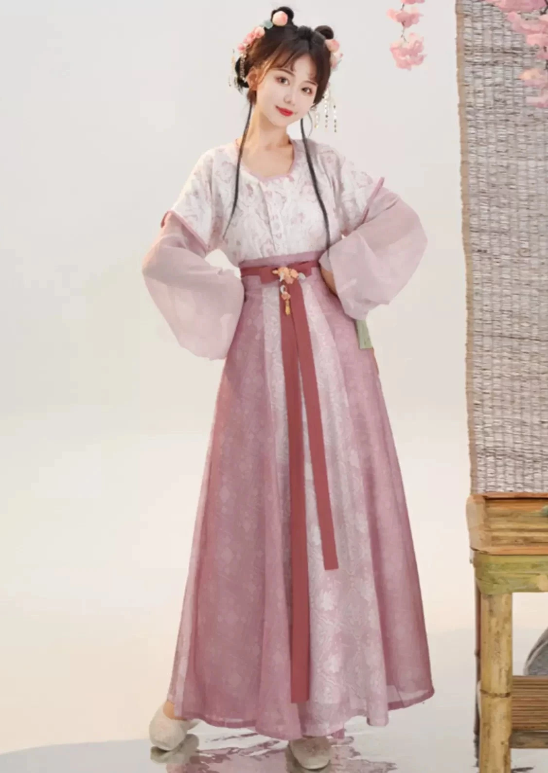 Women Modern Hanfu 3pc Artificial Silk Blend Set | Tang Spring HANFUBAO
