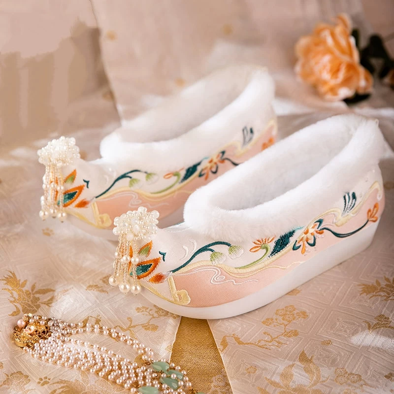 Women's Canvas Winter Shoes Floral Embroidery | HANFUBAO