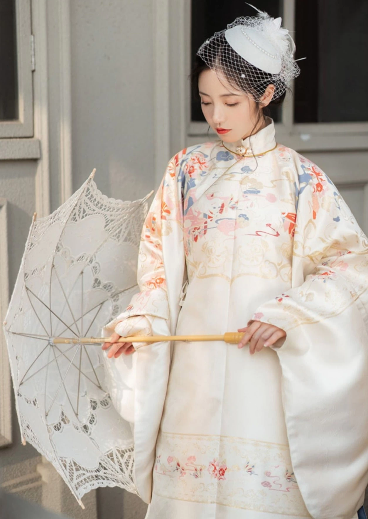 Women Modern Ming Dynasty Hanfu Set, Embroidered Long Blouse & Skirt | HANFUBAO