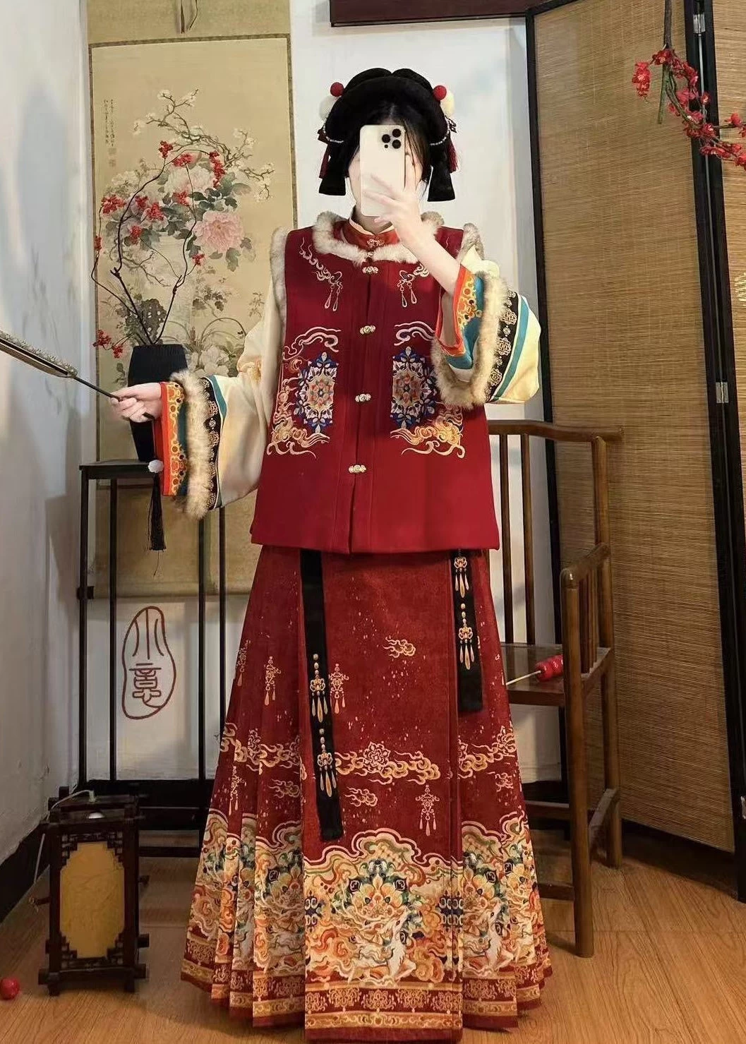 Women's Plus Size 3-Piece Hanfu Set Top Skirt Vest | HANFUBAO