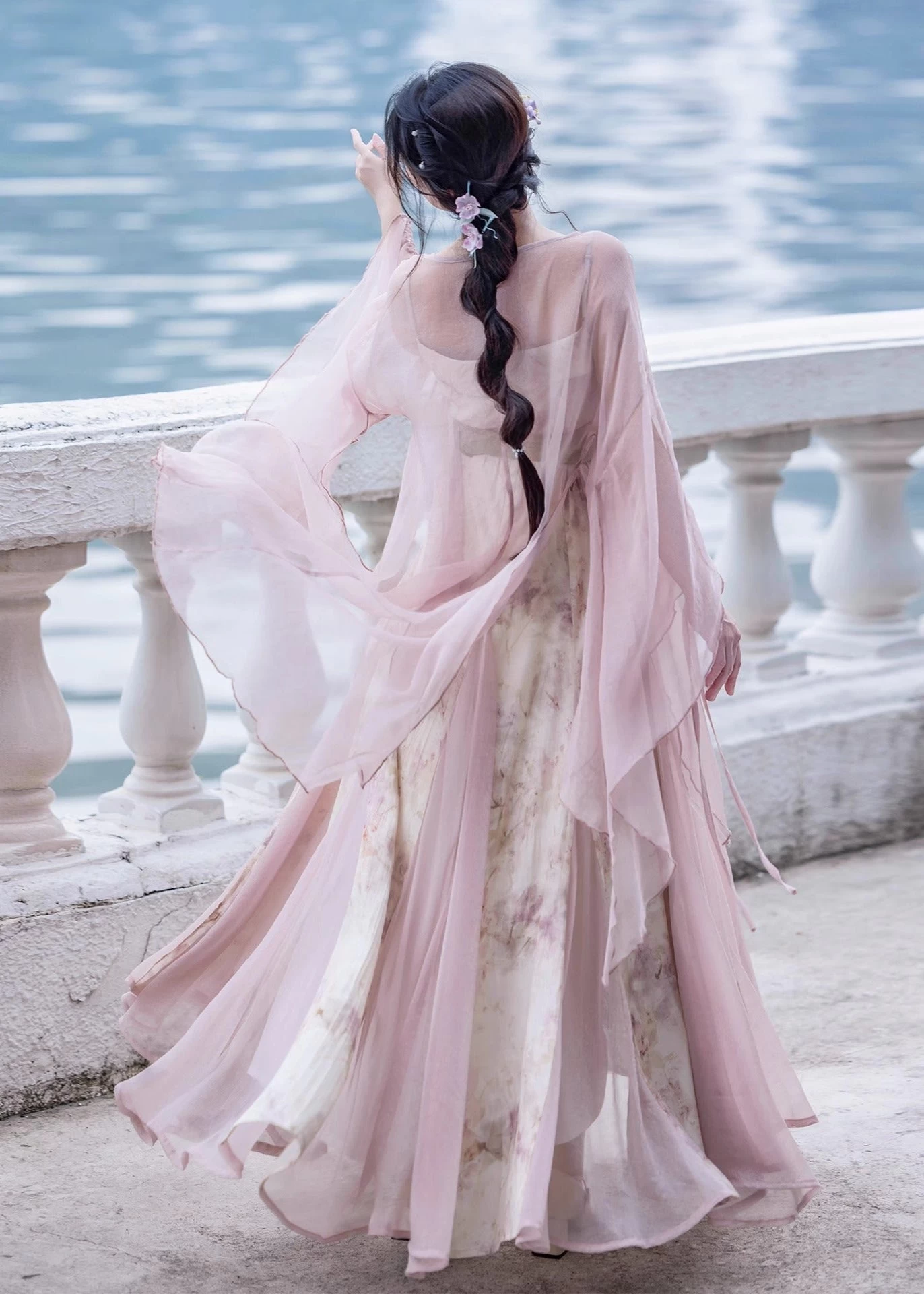 Women 3-Piece Daily Hanfu Set Viscose-Nylon Belted Dress | HANFUBAO