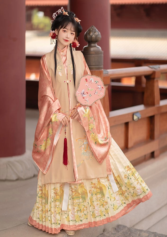 Women Modern Daily Hanfu 3-Piece Set Flower Embroidery| HANFUBAO