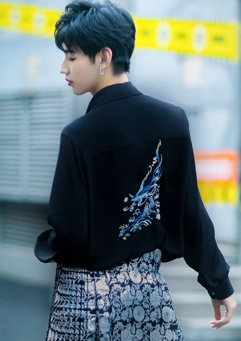 Unisex  Modern Hanfu Daily Blouse White Embroidery | HANFUBAO