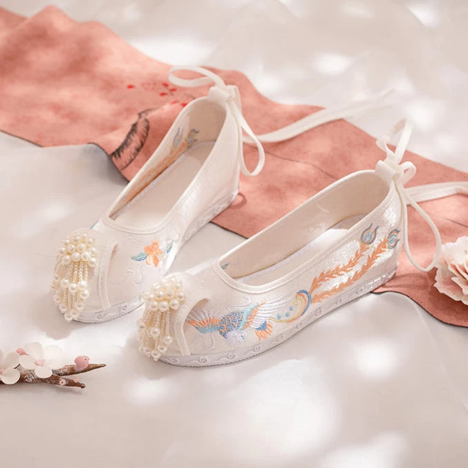 Women Canvas Embroidered Phoenix Hanfu Sneakers | HANFUBAO