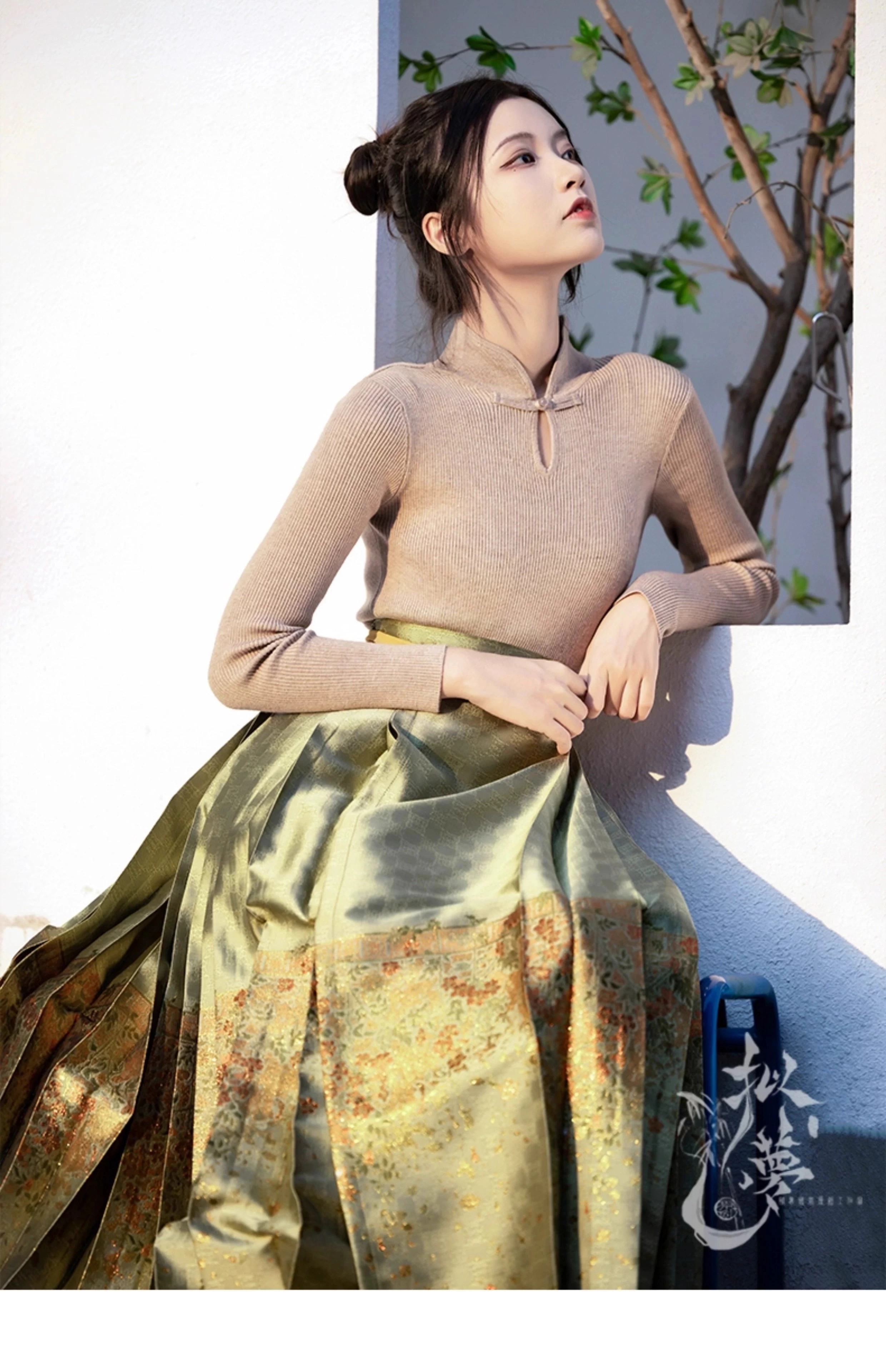 Women’s Daily Hanfu Ribbed Knit Mandarin Collar Top, 9 Colors | HANFUBAO