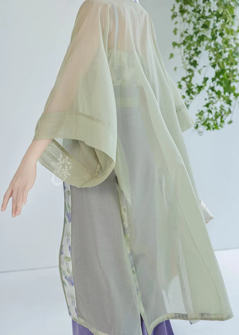 Women’s 3-Piece Daily Hanfu Set Jasmine Grape Green Tencel Blend | HANFUBAO