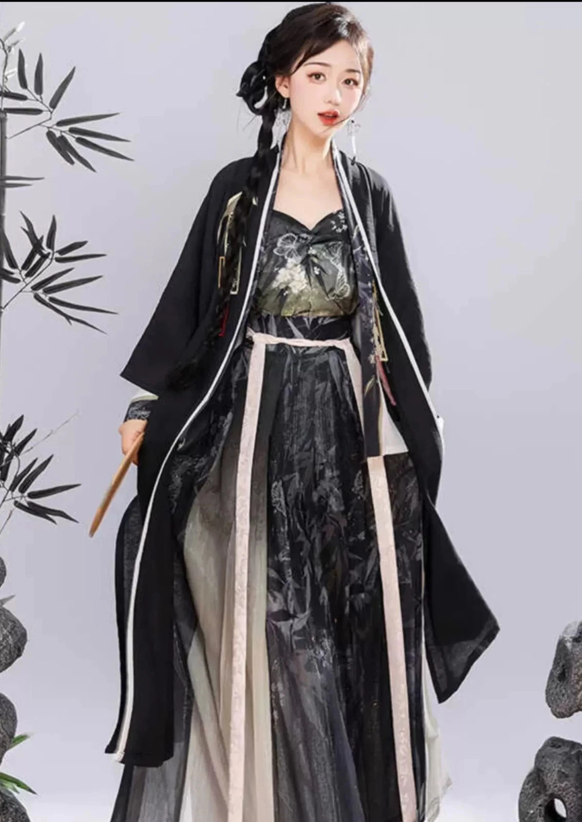 Women's Daily Hanfu 4-Piece Set Bamboo Print Plus Size | HANFUBAO
