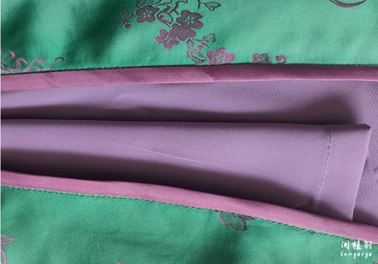 Women Satin Qipao Dress Emerald Floral High Slit| HANFUBAO