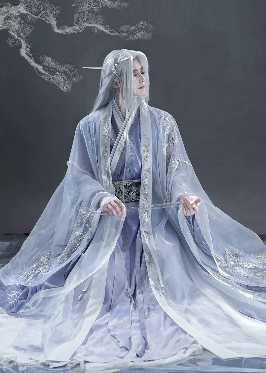 Unisex 10-Piece Daily Hanfu Set Bamboo Pine Pattern  Plus Size | HANFUBAO