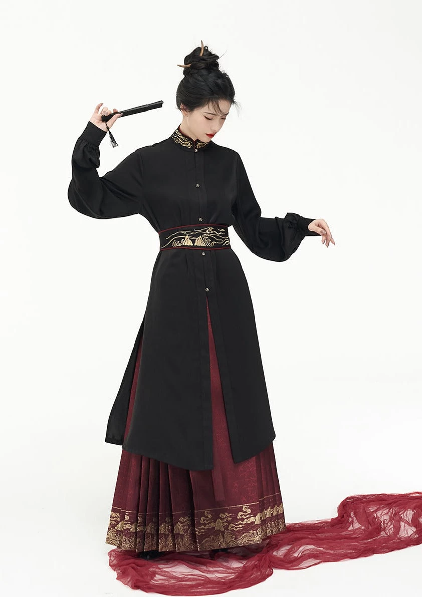 Women Modern 3-Piece Daily Hanfu Set with Belt, Lightweight Fabric | HANFUBAO