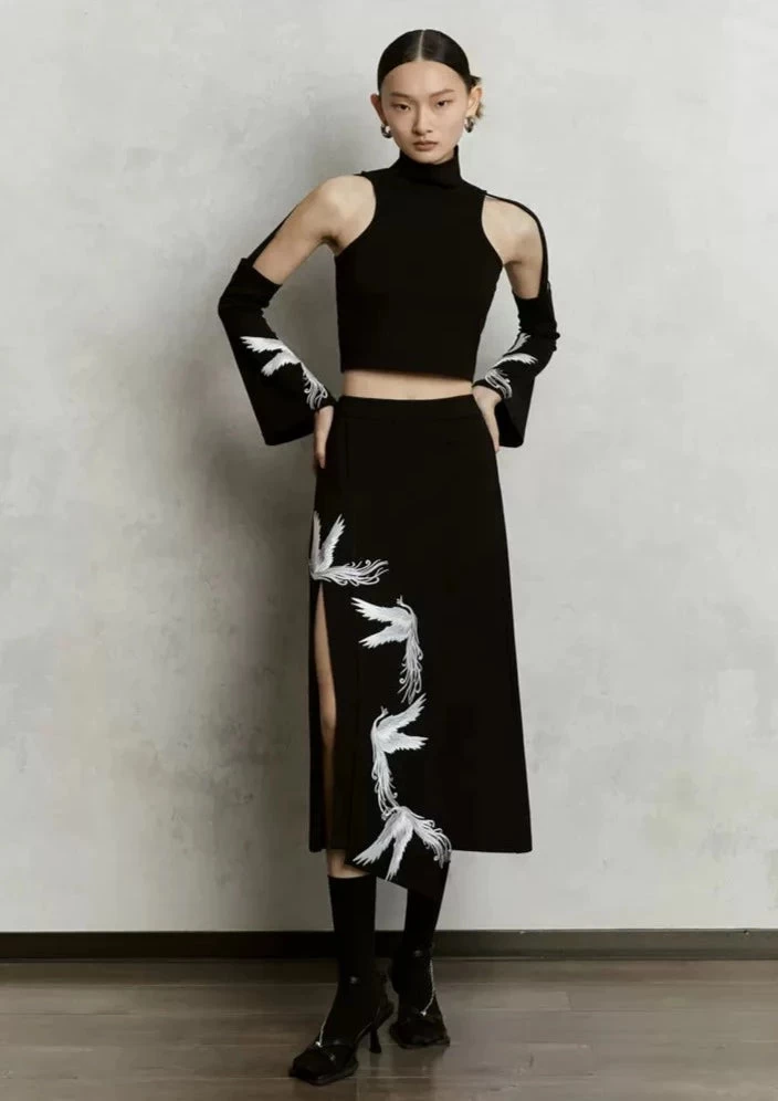 Women Modern Daily Hanfu 2-Piece Set Phoenix Embroidery Viscose Blend | HANFUBAO