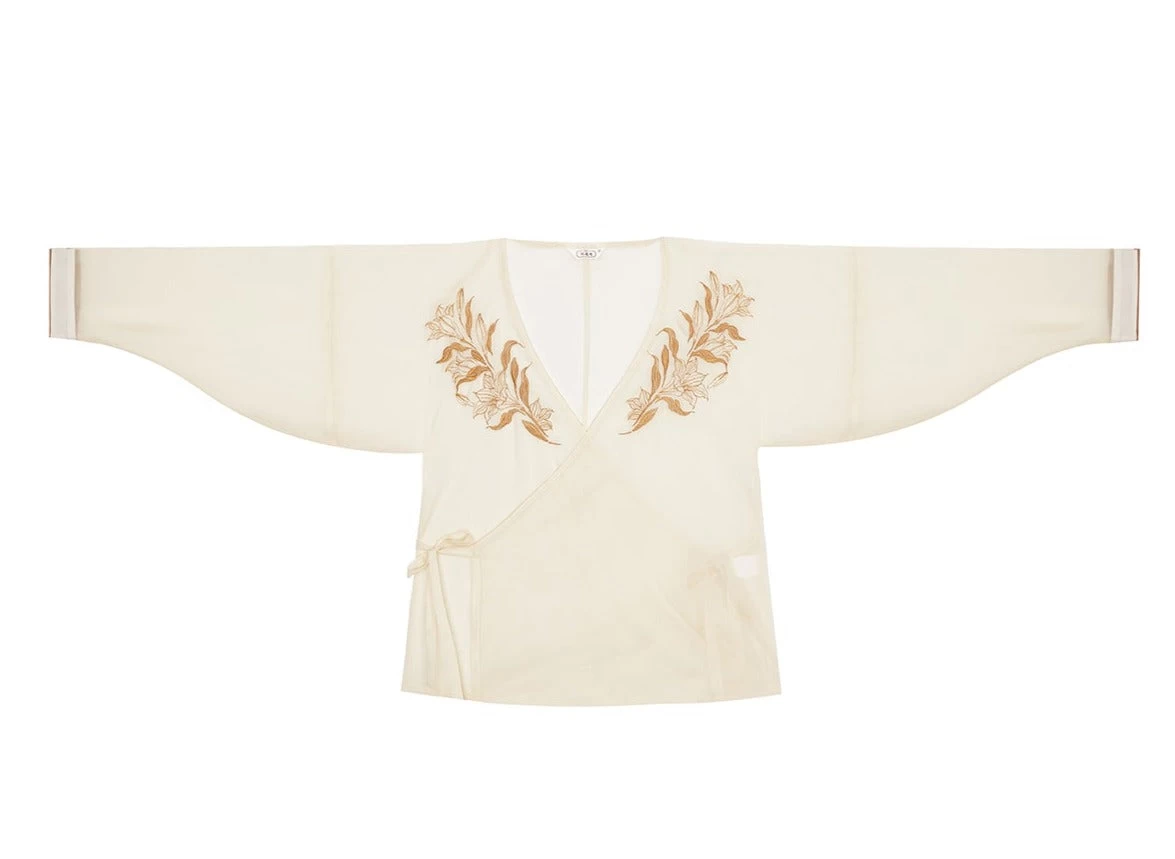 Women's Daily Hanfu Set Modern Beige Tie-Dye Tank+Blouse+Pants | HANFUBAO