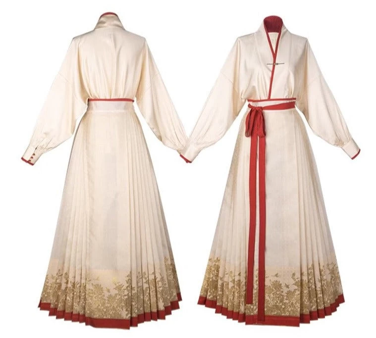 Women’s Modern Hanfu 2-Piece Cotton-Blend Ma Mian Skirt Set 国色 | HANFUBAO