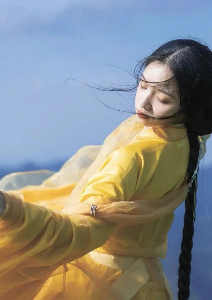 Women's Chiffon Daily Hanfu Set Yellow/Green Plus Size | HANFUBAO