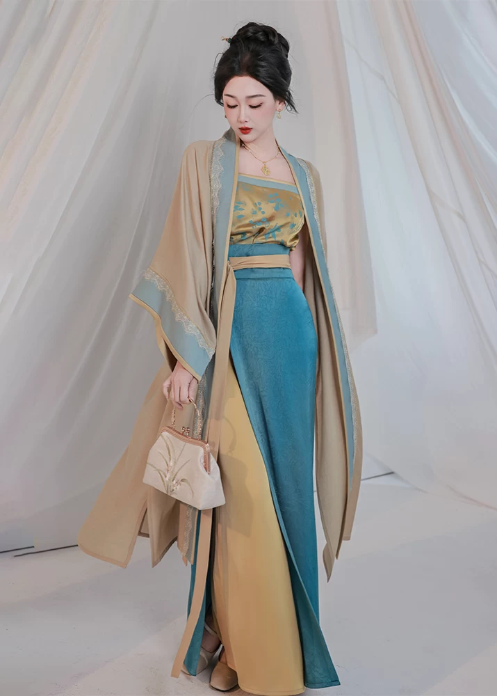 Women's 3-Piece Daily Hanfu Set Golden Glaze Tencel Blend Plus Size | HANFUBAO