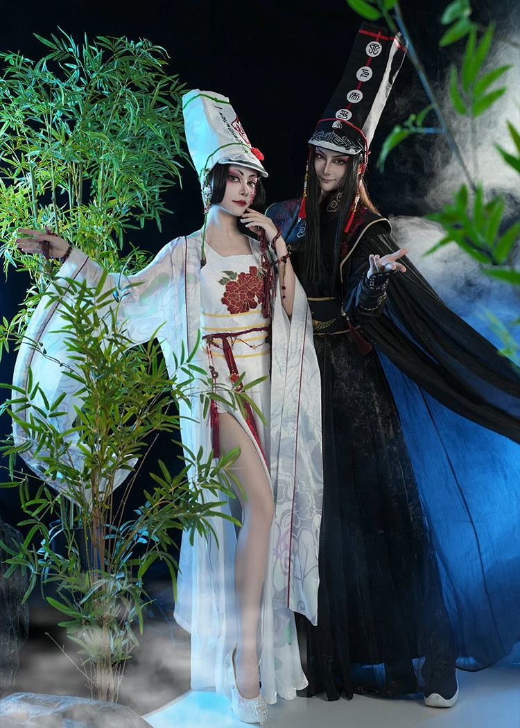 Unisex  Modern Hanfu 4-Piece Set Black & White | HANFUBAO