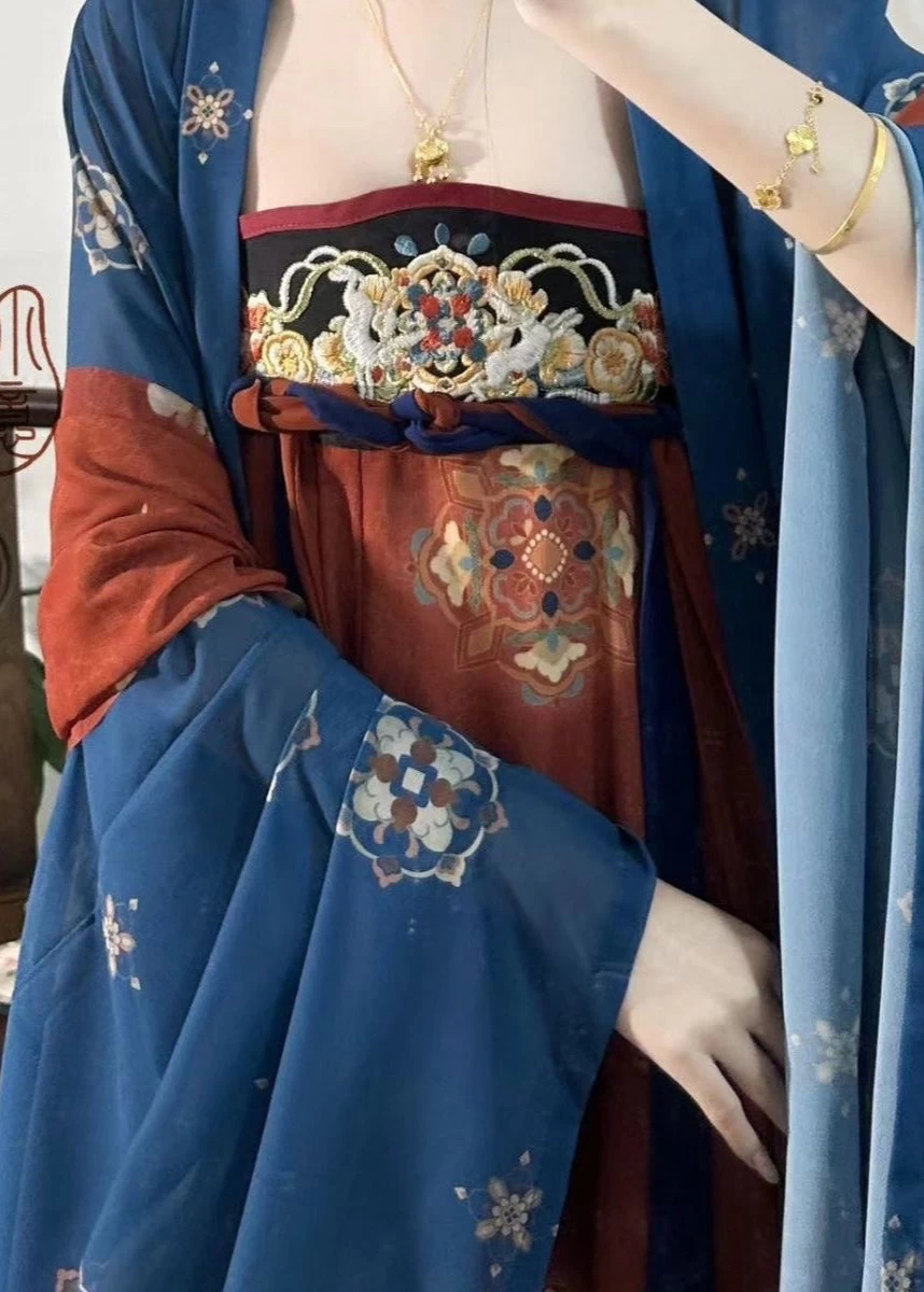 Women’s Chiffon Modern Plus Size Hanfu Set, Tang Shadow Print | HANFUBAO