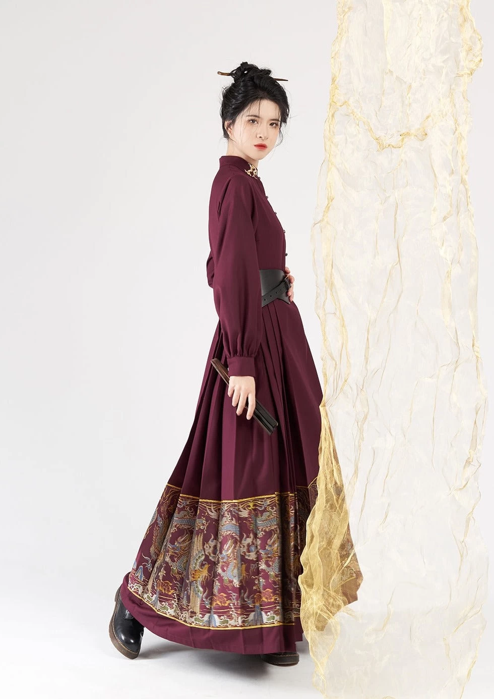 Women Modern Hanfu Dress Cloud Embroidery Daily Wear Plus Size | HANFUBAO