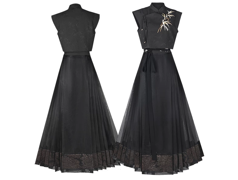 Women Modern Hanfu Top Bamboo Pattern | HANFUBAO  Lab Silk Daily Wear