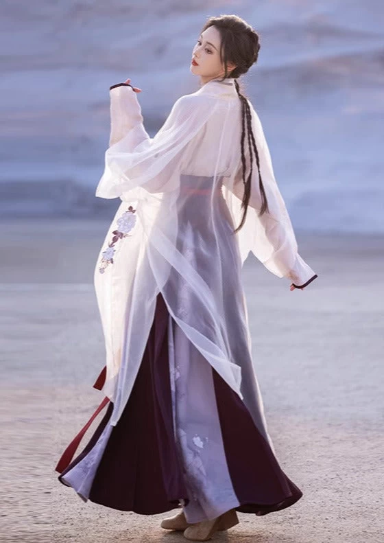 Women Modern Daily Hanfu 4-Piece Set Long Xiangsi Lab Cotton Blend | HANFUBAO