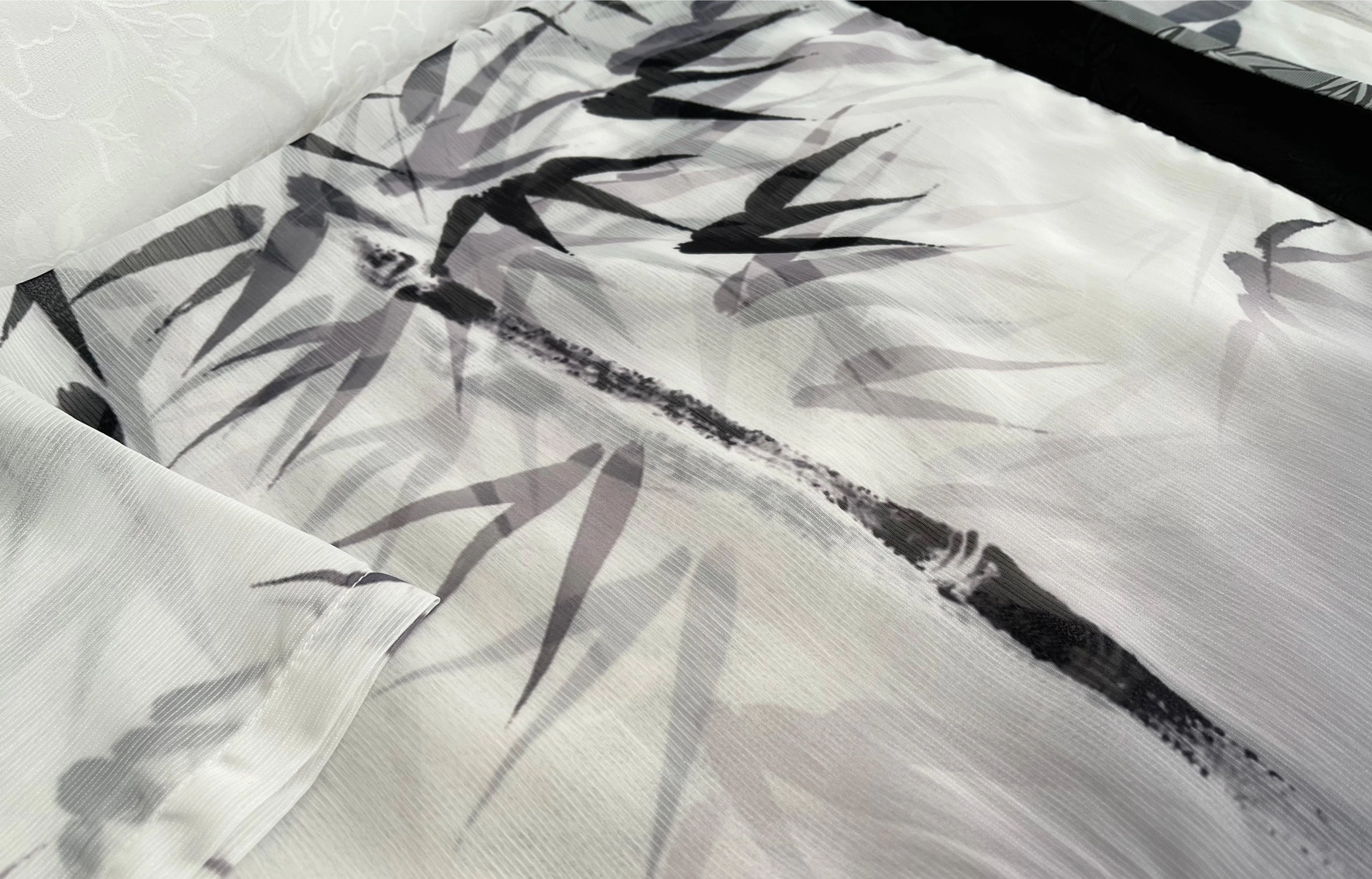 Unisex Modern Daily Hanfu Set Bamboo Pattern Black/White  | HANFUBAO