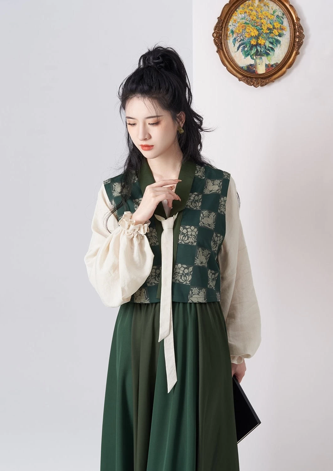 Unisex Modern 3-Piece Daily Hanfu Set, Lab Silk | HANFUBAO